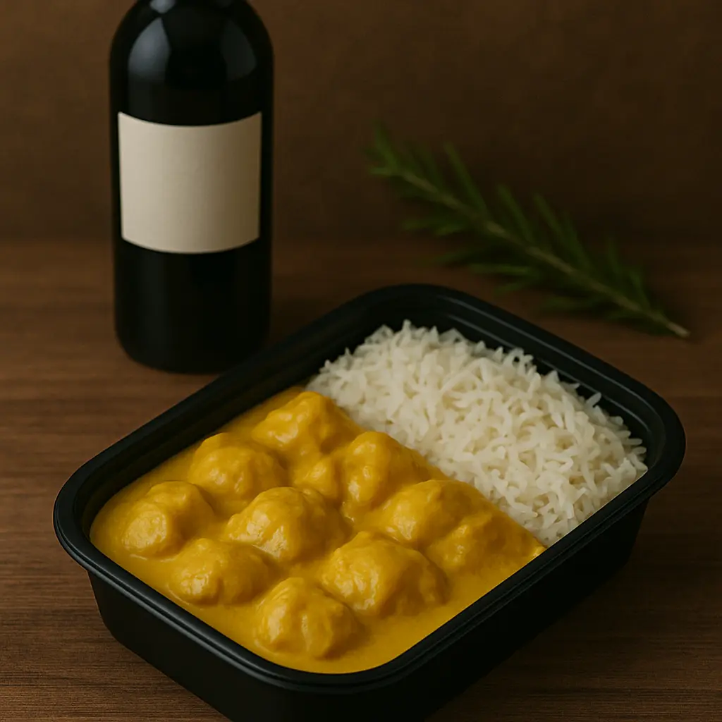 Pollo al curry con arroz basmati